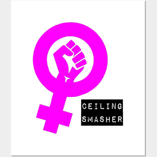 Feminist symbol CEILING SMASHER pink Posters and Art